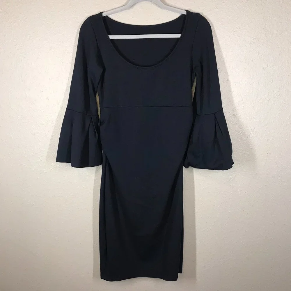 Soon Maternity Myra Black Ruffle Sleeve Maternity Dress - Picture 3 of 9